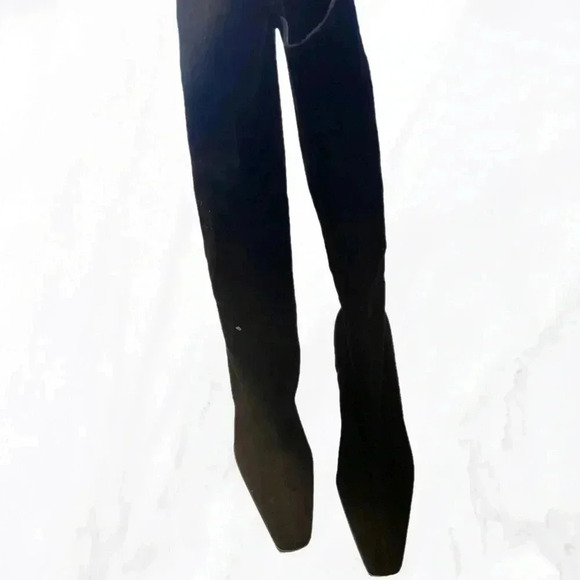 Stylish Black knee high day 2 nite side full zip vegan suede  leather boots 9 - Picture 5 of 5